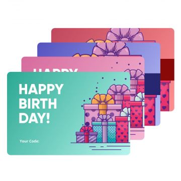 Birthday gift cards, for a discount on products at Police Supplies