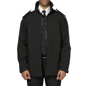 Deluxe Black Security Softshell Jacket with Epaulettes