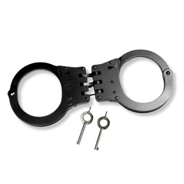 TCH812B Hinge Standard Handcuffs Dual Key Holes - Black