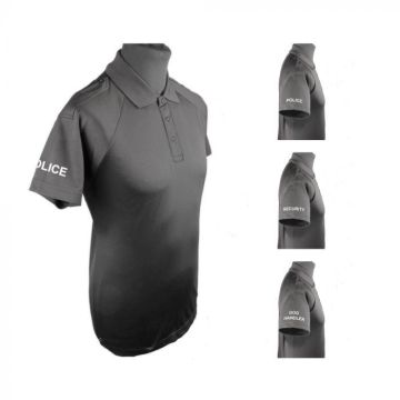 Black Unisex Wicking Polo Shirt Fixed Epaulettes